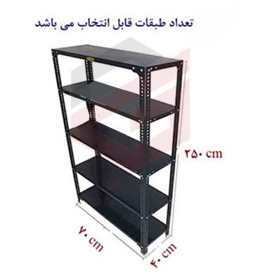ست قفسه پیچ و مهره ای طول70عمق40 سانتیمتر ارتفاع 2.5 متر ضخامت 0/7 میلیمتر