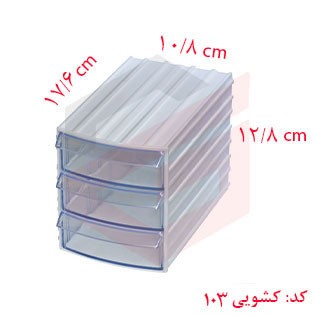 کشو ابزار پلاستیکی کد 103 سه کشویی 128*108*176 میلیمتری (بسته 18 عددی)