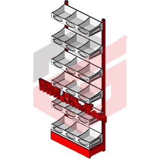 ست قفسه حبوباتی خودایست یکطرفه شیشه خور 6 طبقه ارتفاع 245 سانتیمتر