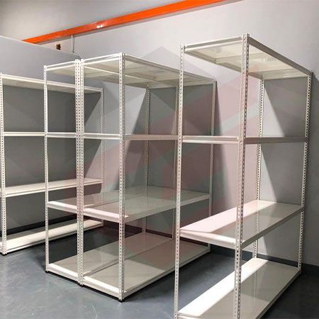 ست قفسه پیچ و مهره ای با نبشی و صفحه سفید به ارتفاع 1/5 متر