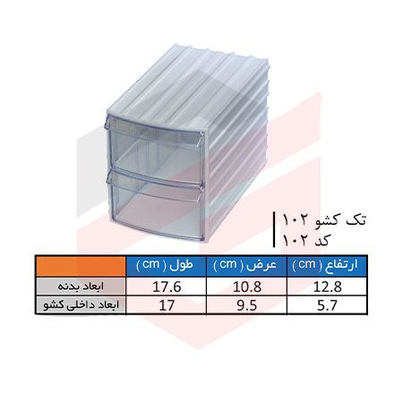 کشو ابزار پلاستیکی کد 102 دو کشویی 128*108*176 میلیمتری (بسته 18 عددی)