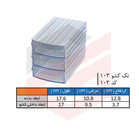 کشو ابزار پلاستیکی کد 103 سه کشویی 128*108*176 میلیمتری (بسته 18 عددی)