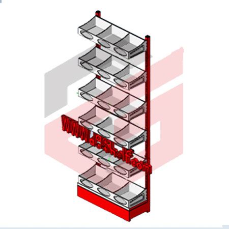 ست قفسه حبوباتی خودایست یکطرفه شیشه خور 6 طبقه ارتفاع 245 سانتیمتر